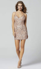 Primavera Couture - 3353 Paisley Beaded Fitted Cocktail Dress - detail view