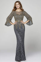 Primavera Couture - 3378 Embellished Bateau Sheath Dress - back view