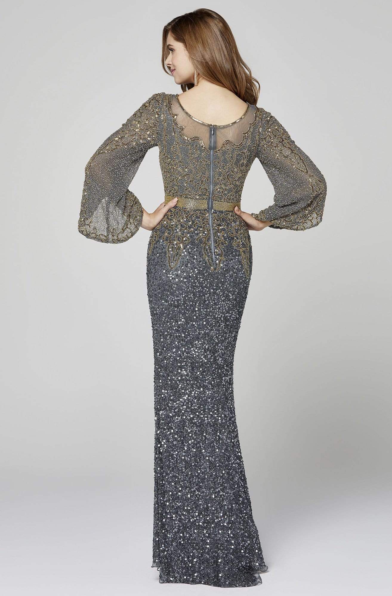 Primavera Couture - 3378 Embellished Bateau Sheath Dress - detail view