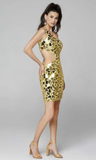 Primavera Couture - 3529 One Shoulder Cut Glass Cocktail Dress - detail view