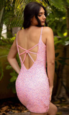 Primavera Couture - 3572 Sheer Plunge V-Neck Sequin Cocktail Dress - view 6