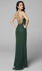 Primavera Couture - 3638 Lace-up Open Back Beaded High Slit Dress - view 10