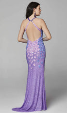 Primavera Couture - 3642 Sequin Halter Dress with Slit - view 4