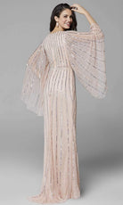 Primavera Couture - 3672 Sequined Long Bell Sleeve Sheath Dress - back view