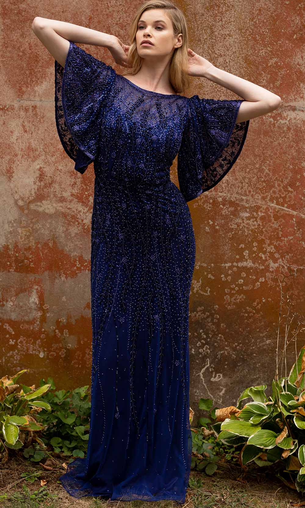 Primavera Couture - 3681 Embellished Bateau Neck Long Sheath Dress - view 7