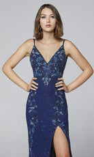 Primavera Couture - 3727 V-Neck Sleeveless High Slit Gown