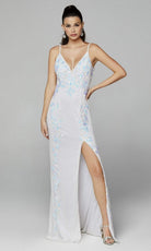 Primavera Couture - 3727 V-Neck Sleeveless High Slit Gown