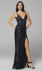 Primavera Couture - 3727 V-Neck Sleeveless High Slit Gown - designer prom dress at Silhouette Dresses