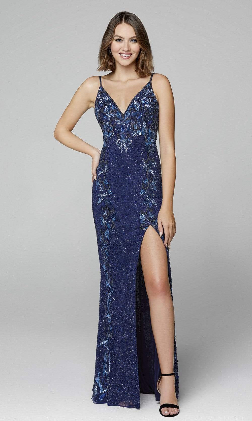 Primavera Couture - 3727 V-Neck Sleeveless High Slit Gown - view 11