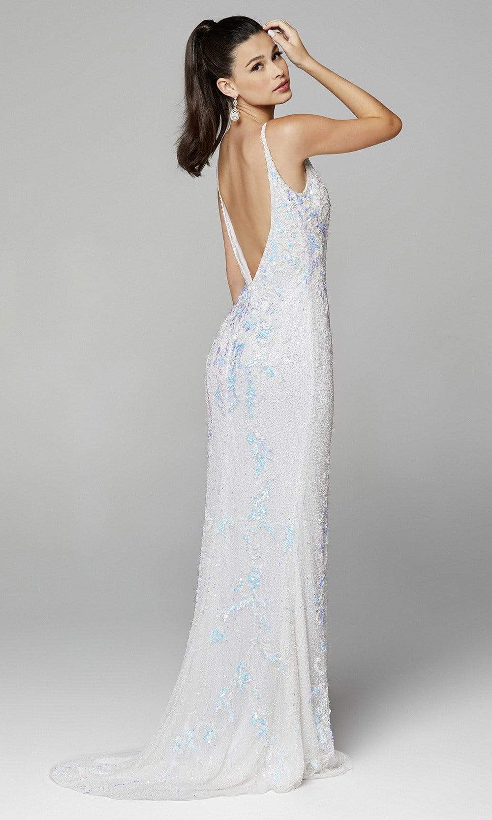 Primavera Couture - 3727 V-Neck Sleeveless High Slit Gown - view 6