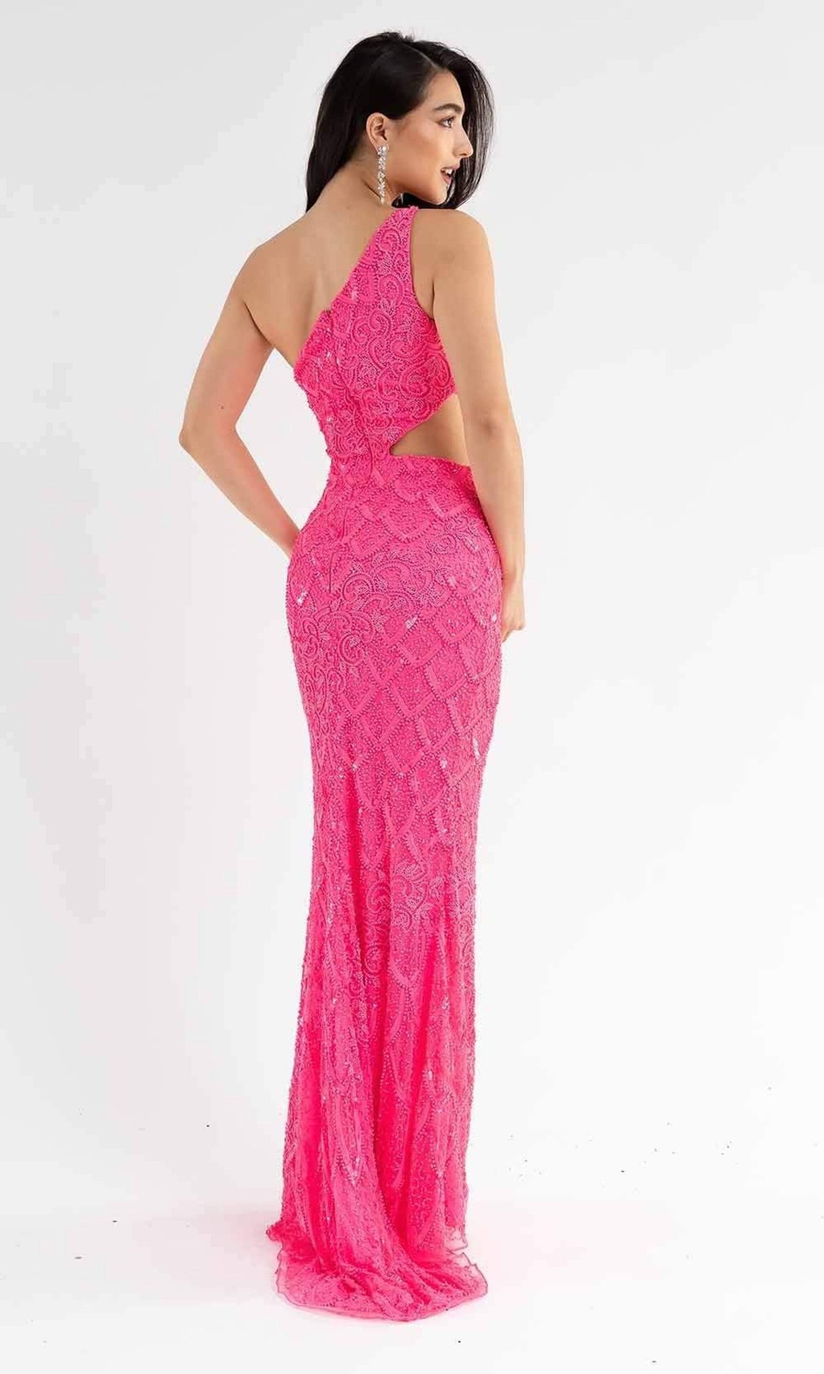 Primavera Couture - 3729 One Shoulder Asymmetrical Dress
