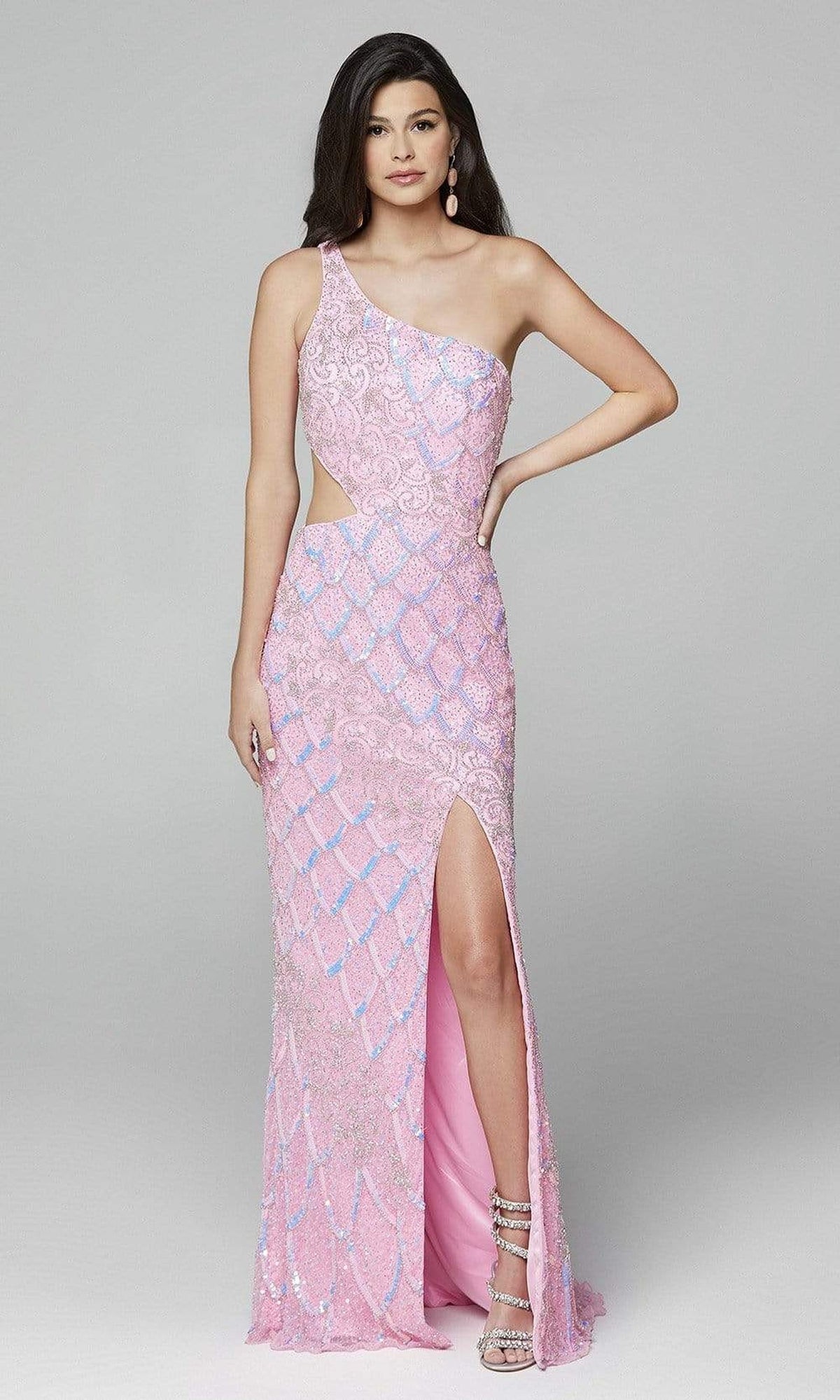 Primavera Couture - 3729 One Shoulder Asymmetrical Dress