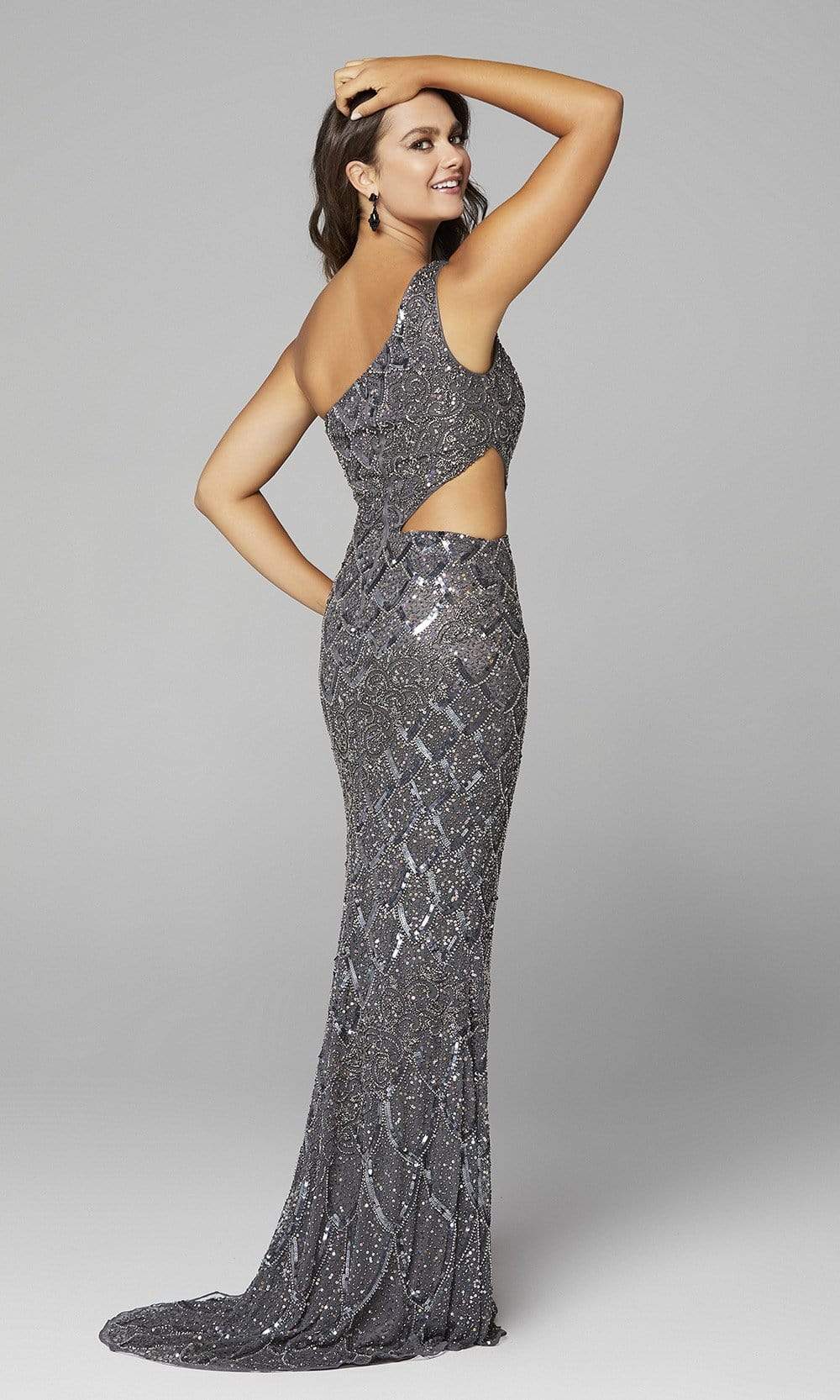 Primavera Couture - 3729 One Shoulder Asymmetrical Dress - view 8