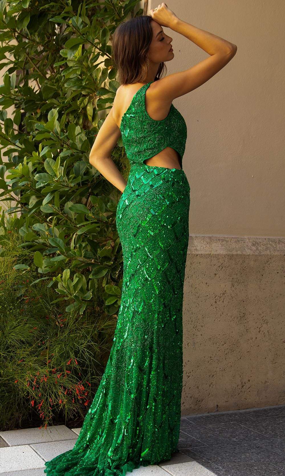 Primavera Couture - 3729 One Shoulder Asymmetrical Dress - view 11