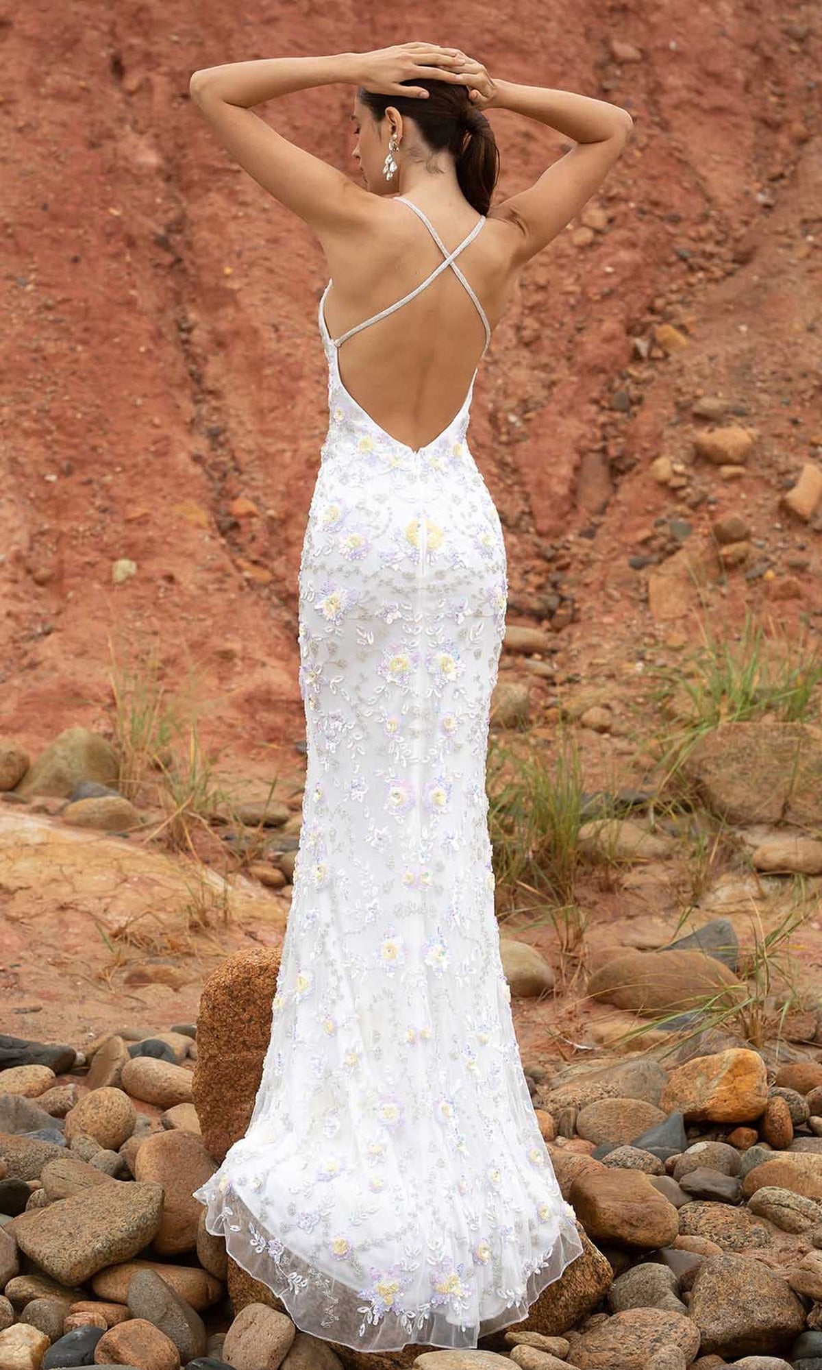 Primavera Couture - 3731 Sleeveless Plunging V-Neck Dress