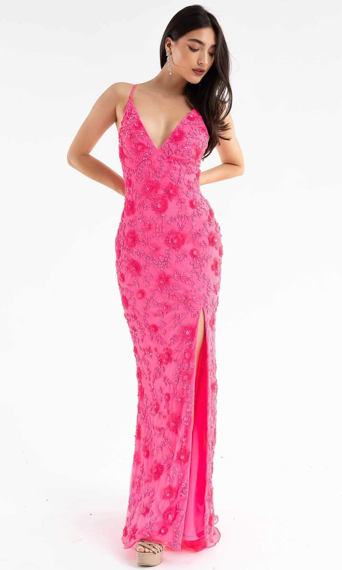 Primavera Couture - 3731 Sleeveless Plunging V-Neck Dress