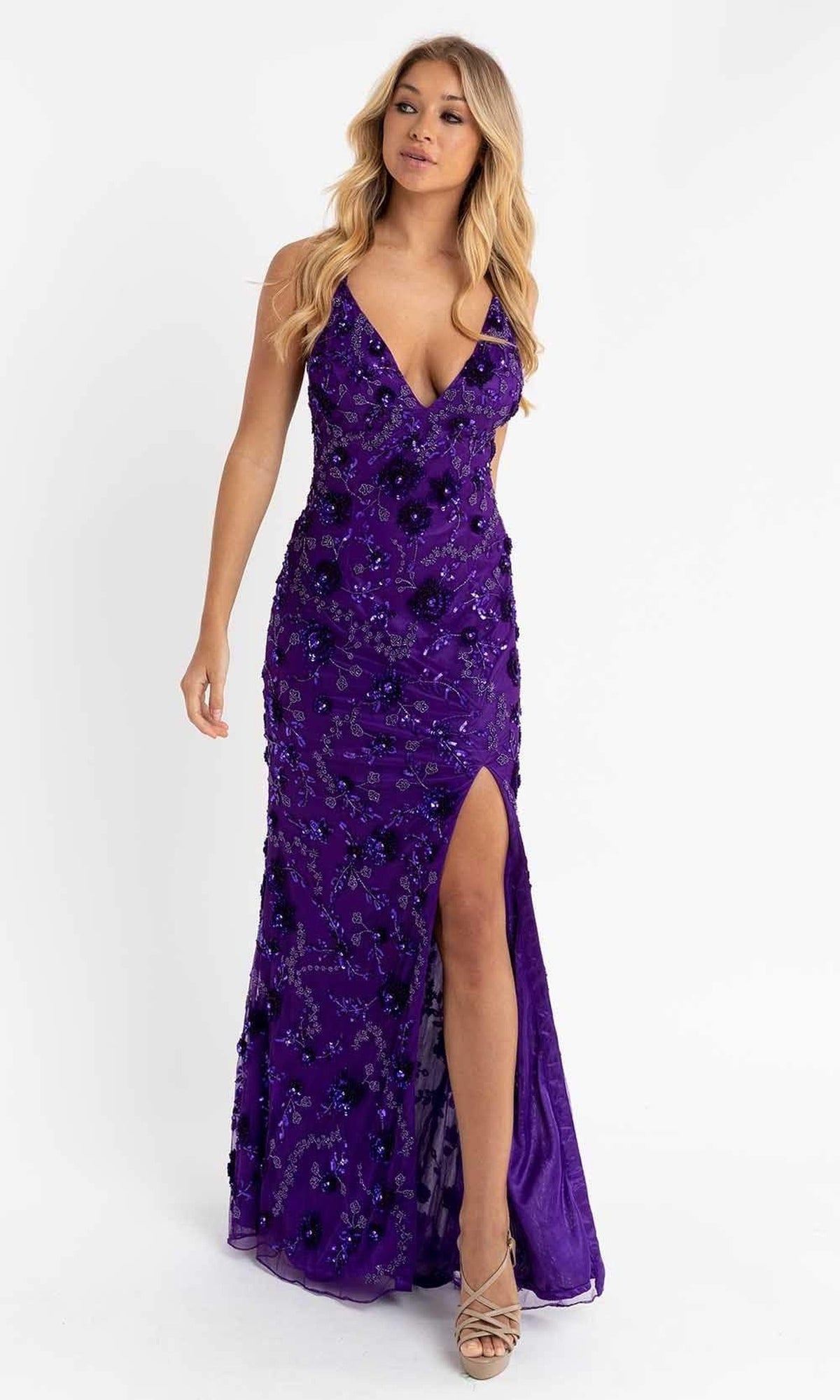 Primavera Couture - 3731 Sleeveless Plunging V-Neck Dress