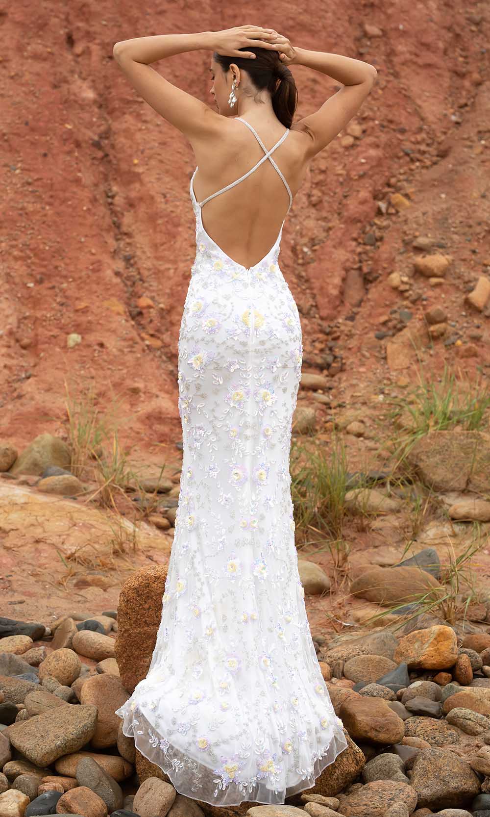 Primavera Couture - 3731 Sleeveless Plunging V-Neck Dress - view 11