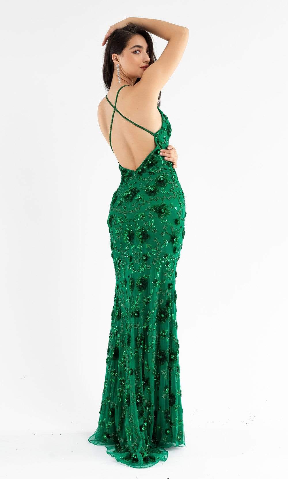 Primavera Couture - 3731 Sleeveless Plunging V-Neck Dress - view 5