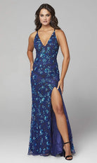 Primavera Couture - 3731 Sleeveless Plunging V-Neck Dress - view 12