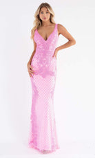 Primavera Couture - 3741 V-Neck Beaded Lace Long Gown