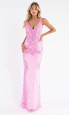 Primavera Couture - 3741 V-Neck Beaded Lace Long Gown