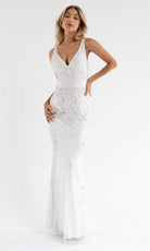 Primavera Couture - 3741 V-Neck Beaded Lace Long Gown - designer prom dress at Silhouette Dresses