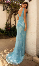 Primavera Couture - 3741 V-Neck Beaded Lace Long Gown - view 5