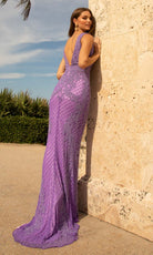 Primavera Couture - 3741 V-Neck Beaded Lace Long Gown - view 10