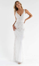 Primavera Couture - 3741 V-Neck Beaded Lace Long Gown - back view