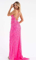 Primavera Couture - 3746 Vibrant Floral Beaded High Front Slit Gown