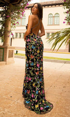 Primavera Couture - 3748 Colorful Butterfly Plunging V Neckline Long Gown