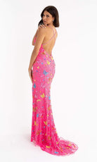Primavera Couture - 3748 Colorful Butterfly Plunging V Neckline Long Gown