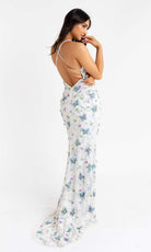 Primavera Couture - 3748 Colorful Butterfly Plunging V Neckline Long Gown - view 8