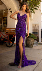 Primavera Couture - 3749 Sequin V-Neck Open Back Gown