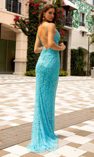 Primavera Couture - 3749 Sequin V-Neck Open Back Gown