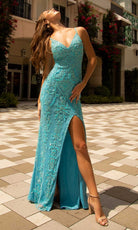 Primavera Couture - 3749 Sequin V-Neck Open Back Gown