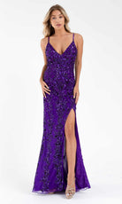 Primavera Couture - 3749 Sequin V-Neck Open Back Gown - view 6