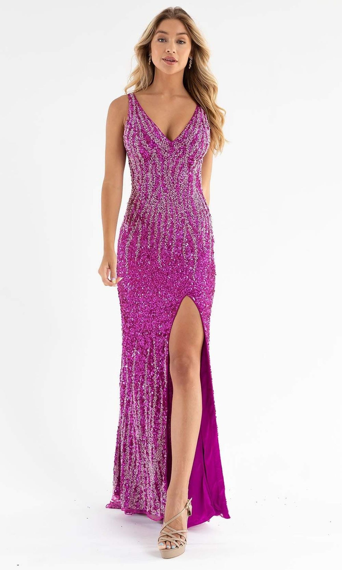 Primavera Couture - 3751 Sequin Plunging V-Neck Gown