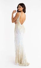 Primavera Couture - 3751 Sequin Plunging V-Neck Gown - view 10