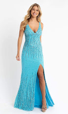 Primavera Couture - 3751 Sequin Plunging V-Neck Gown - view 11