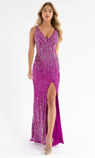 Primavera Couture - 3751 Sequin Plunging V-Neck Gown - view 7