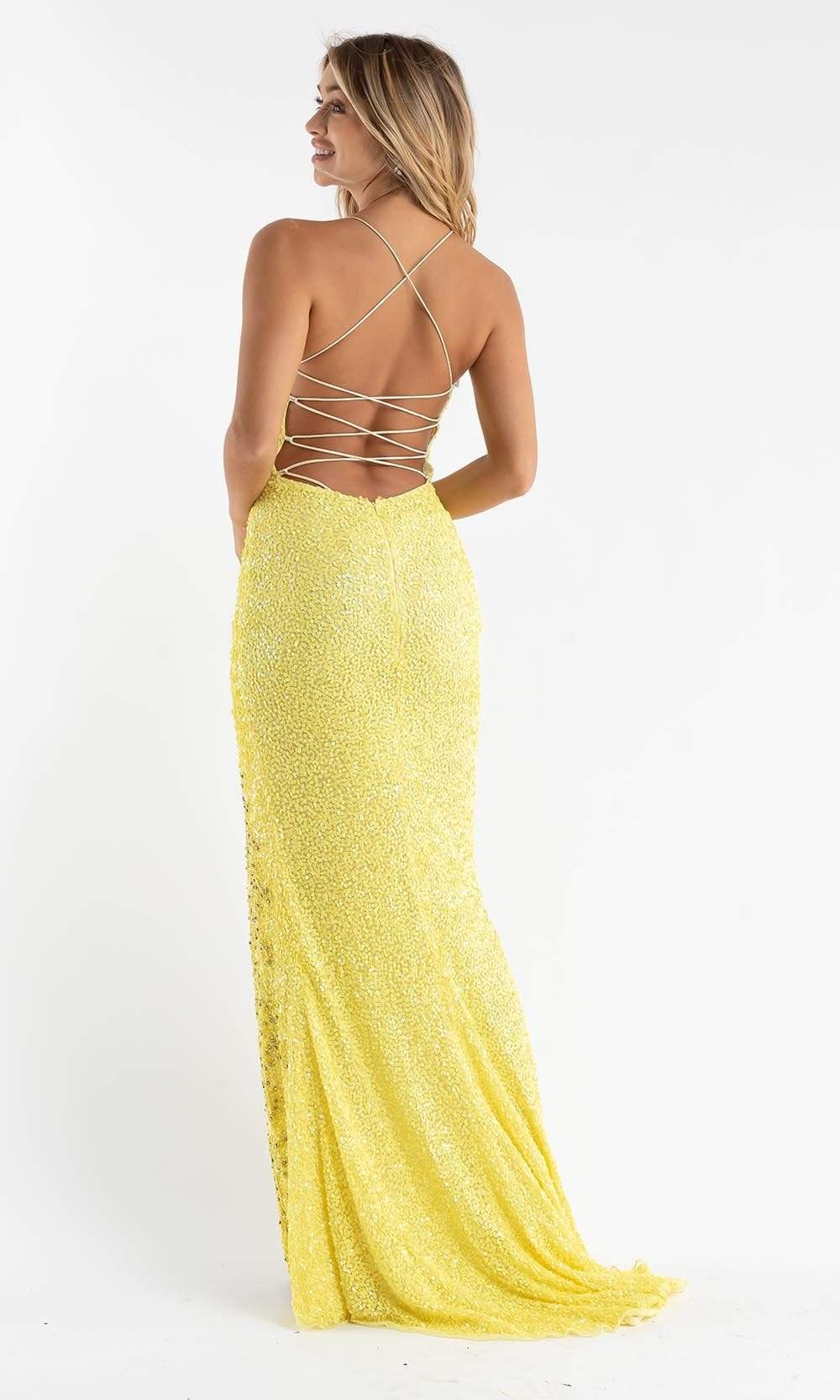 Primavera Couture - 3758 Shimmering Fully Sequined Strappy Back Long Gown - view 7