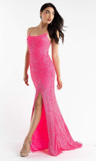 Primavera Couture - 3758 Shimmering Fully Sequined Strappy Back Long Gown - view 4
