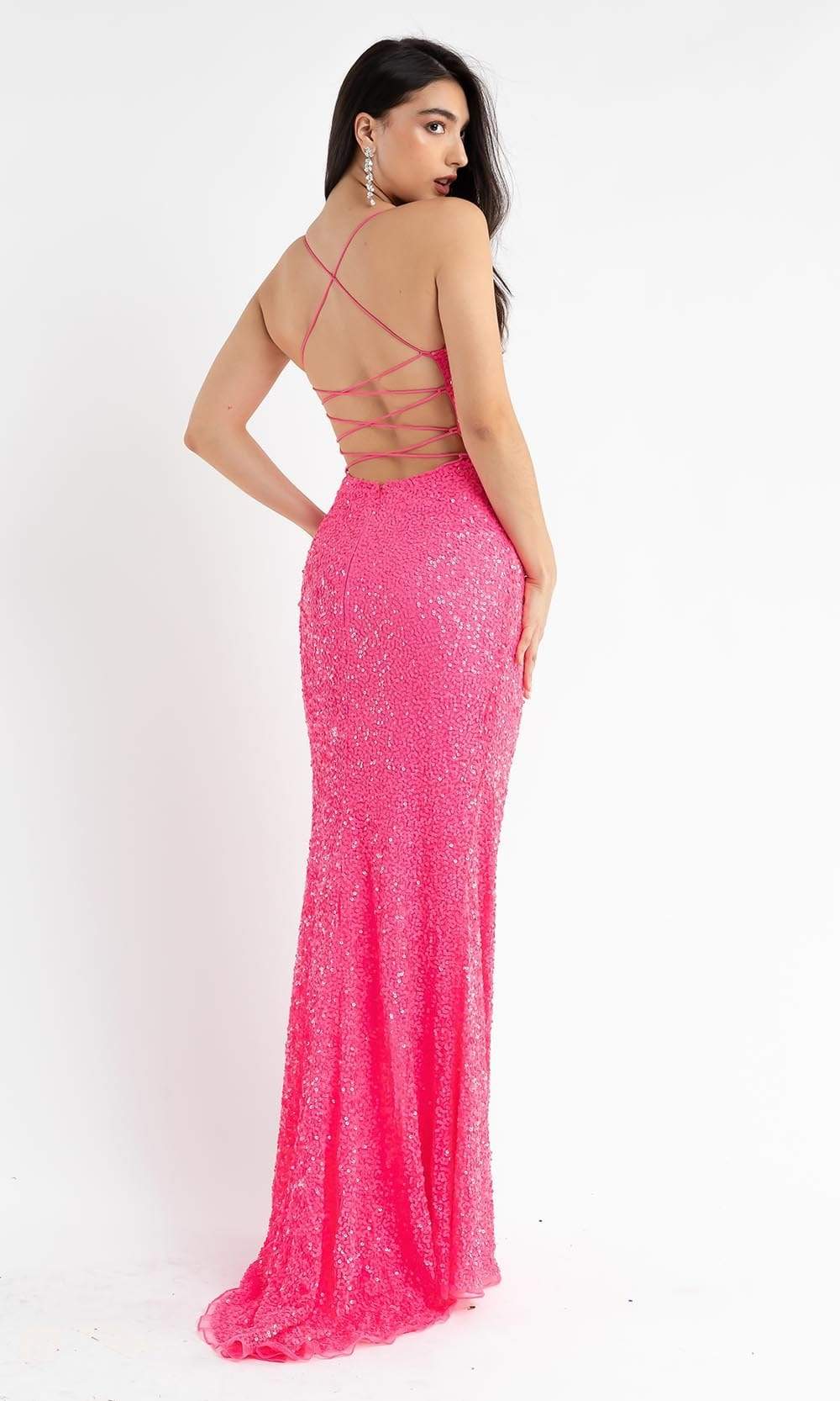 Primavera Couture - 3758 Shimmering Fully Sequined Strappy Back Long Gown - view 5