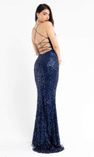 Primavera Couture - 3758 Shimmering Fully Sequined Strappy Back Long Gown - detail view