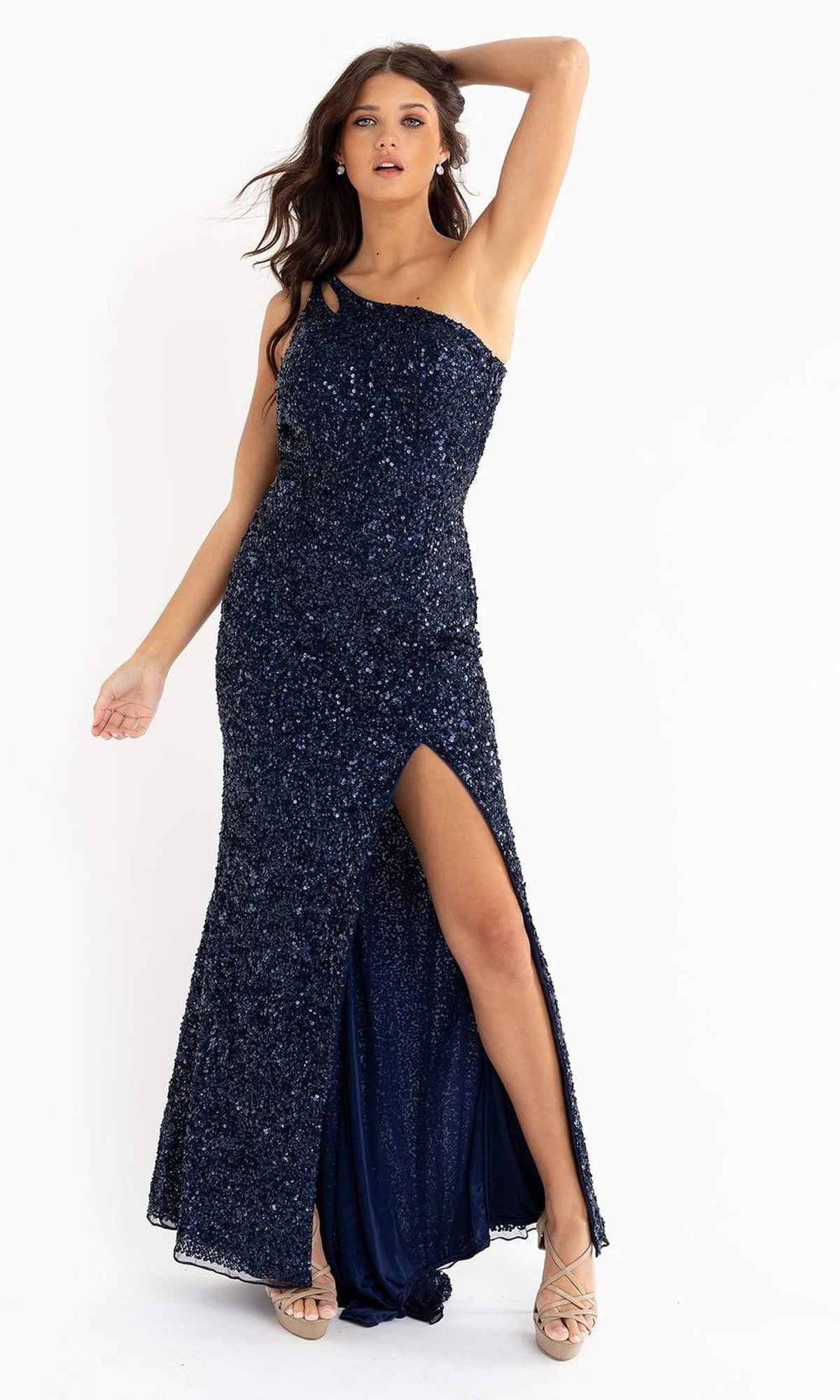 Primavera Couture - 3761 Asymmetrical Sequin Double Strap Dress