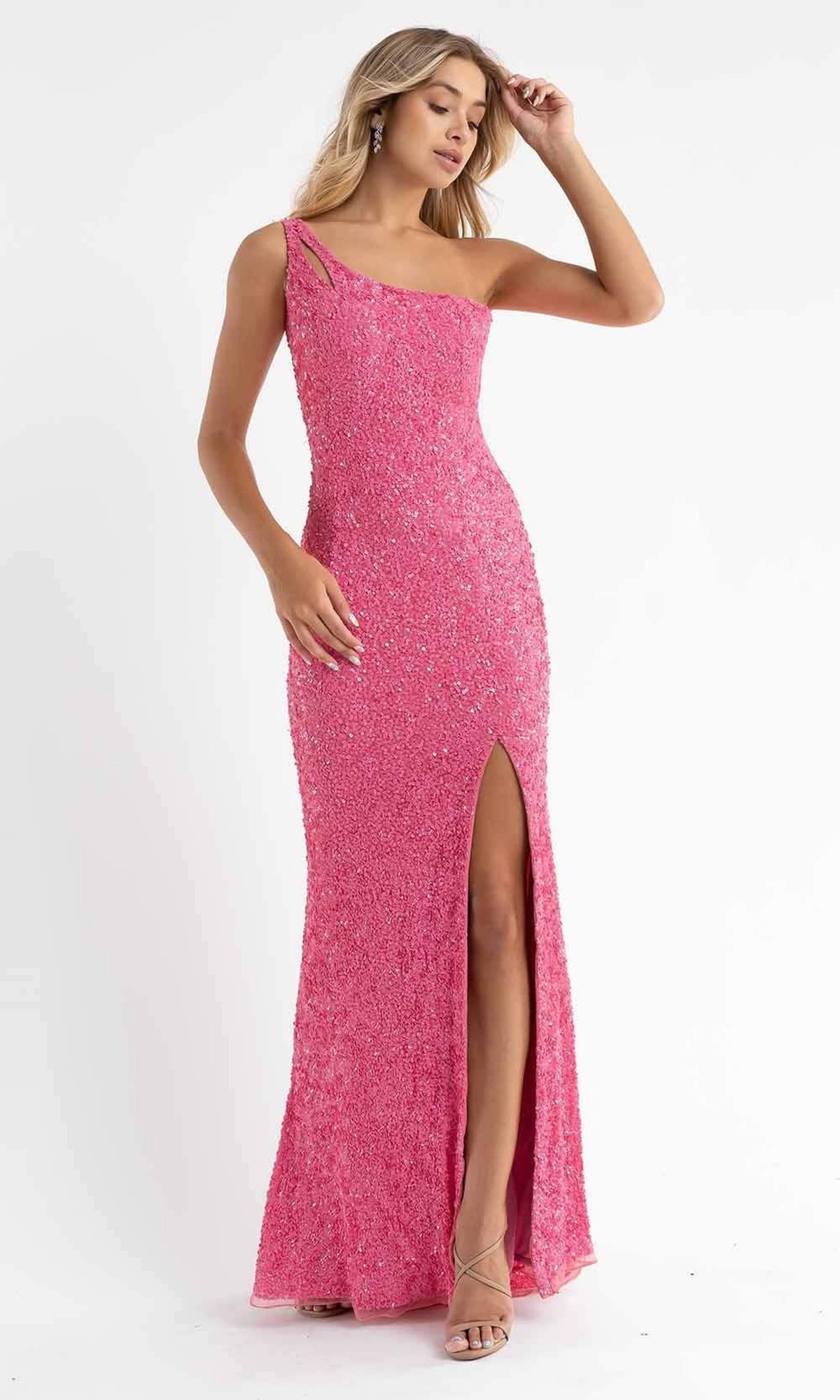 Primavera Couture - 3761 Asymmetrical Sequin Double Strap Dress
