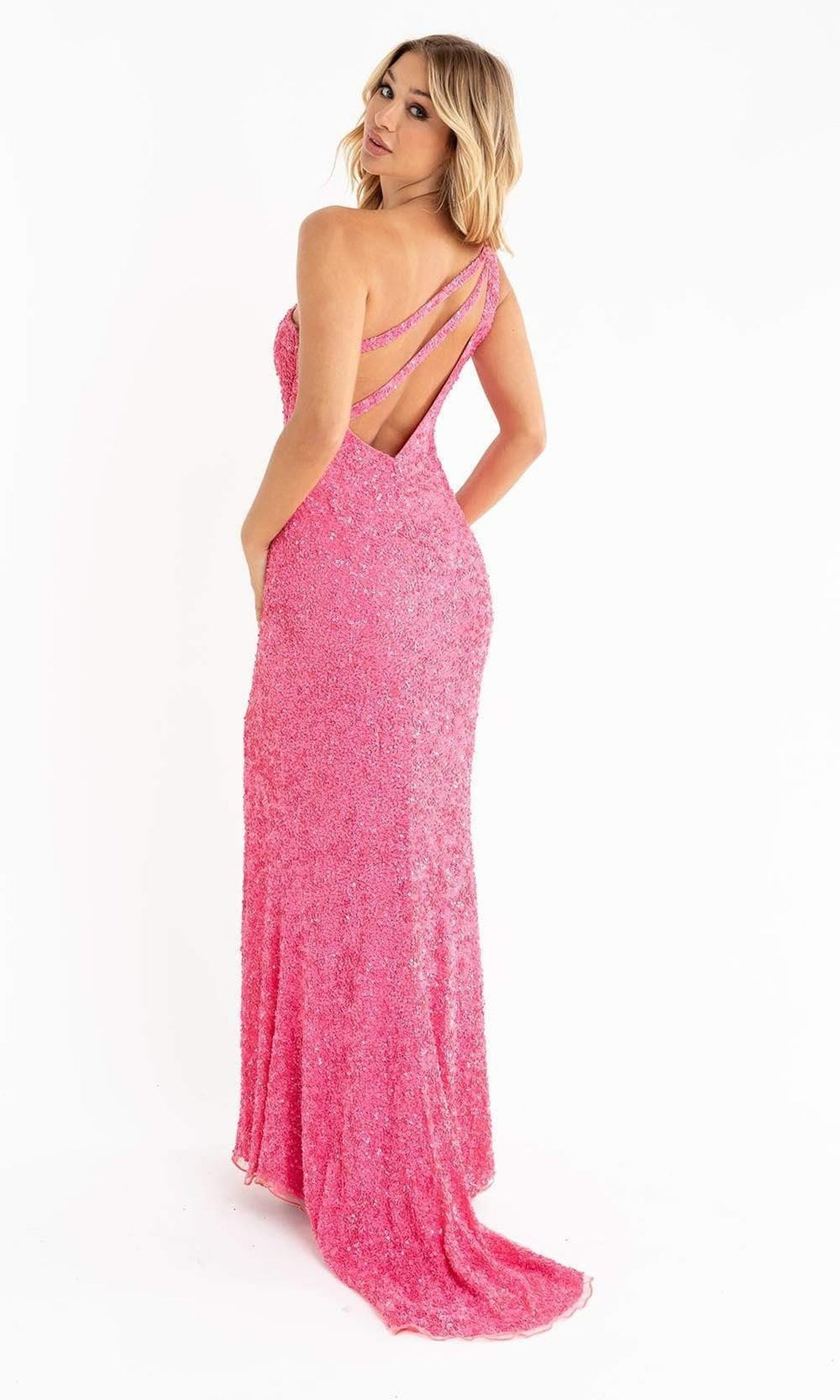 Primavera Couture - 3761 Asymmetrical Sequin Double Strap Dress