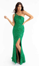 Primavera Couture - 3761 Asymmetrical Sequin Double Strap Dress - view 7